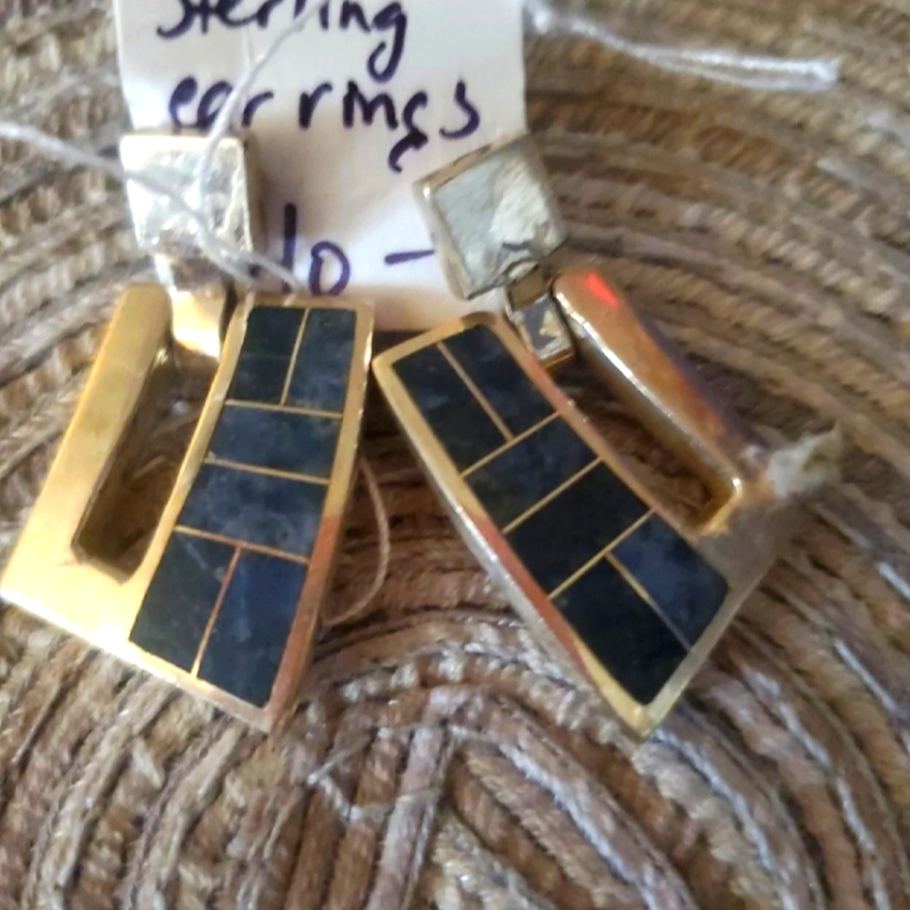Handmade Solid Sterling Silver Earrings with stone